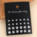 12 Pairs/Pack White Shiny Wedding Stud Earrings Set for Women Men Crystal Jewelry Accessories Minimalist Earrings Jewelry Gifts
