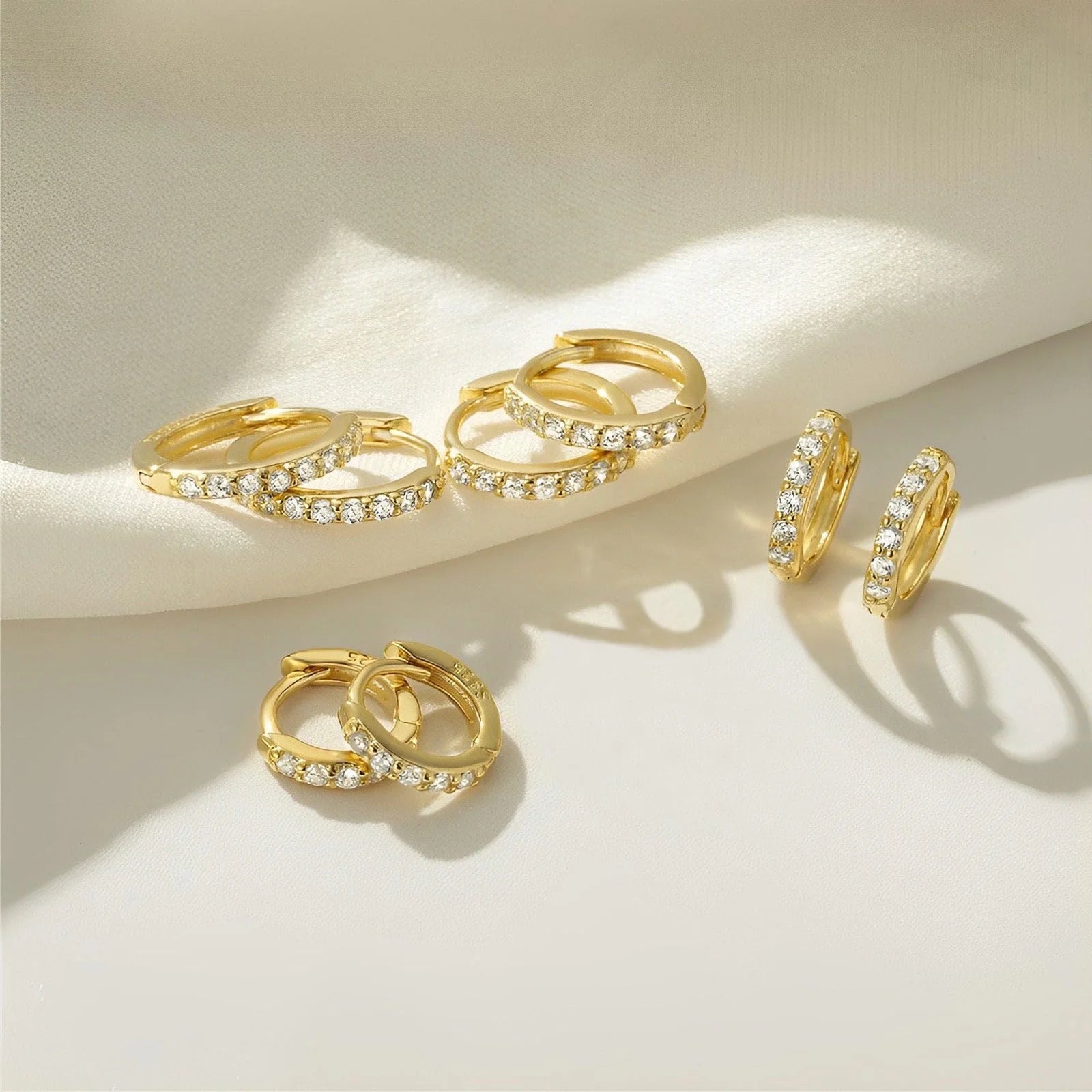 4 Pairs 18K Gold Plated Hoop Earrings for Women CZ Small Huggie Cartilage Post Hypoallergenic Earrings Set for Multiple Piercing Birthday Valentines Day Jewelry Gifts Her Teen Mom Adults Ideas